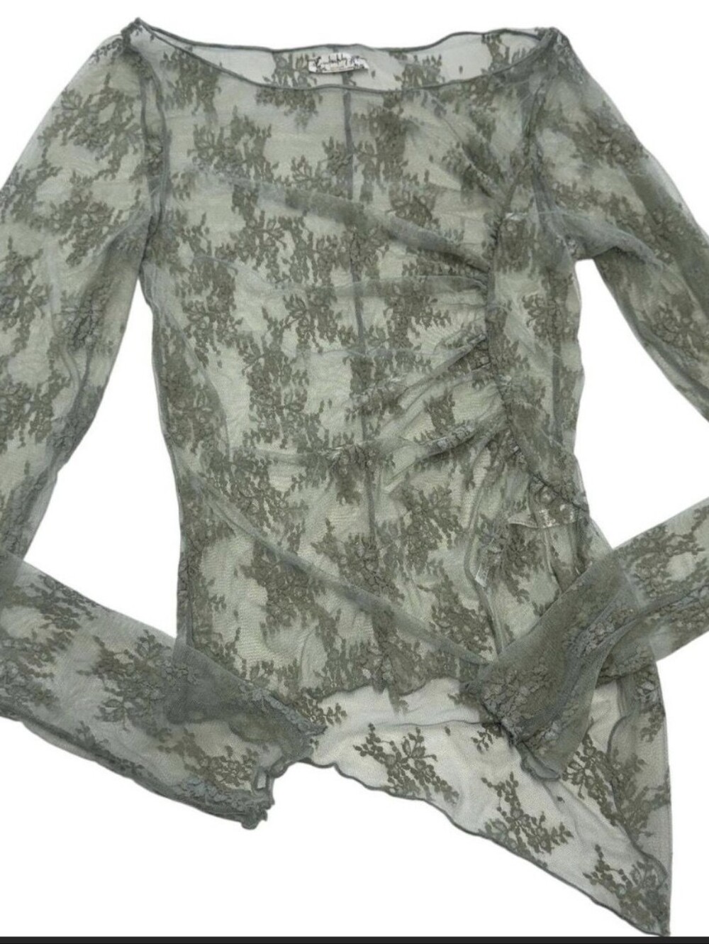 Free People Full Bloom Lace Layering Top In Green Tea Size Small